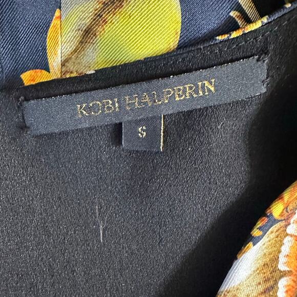 Kobi Halperin Mini Dress Small Tina Navy Blue Floral Sleeveless Silk Sheath - Picture 2 of 5